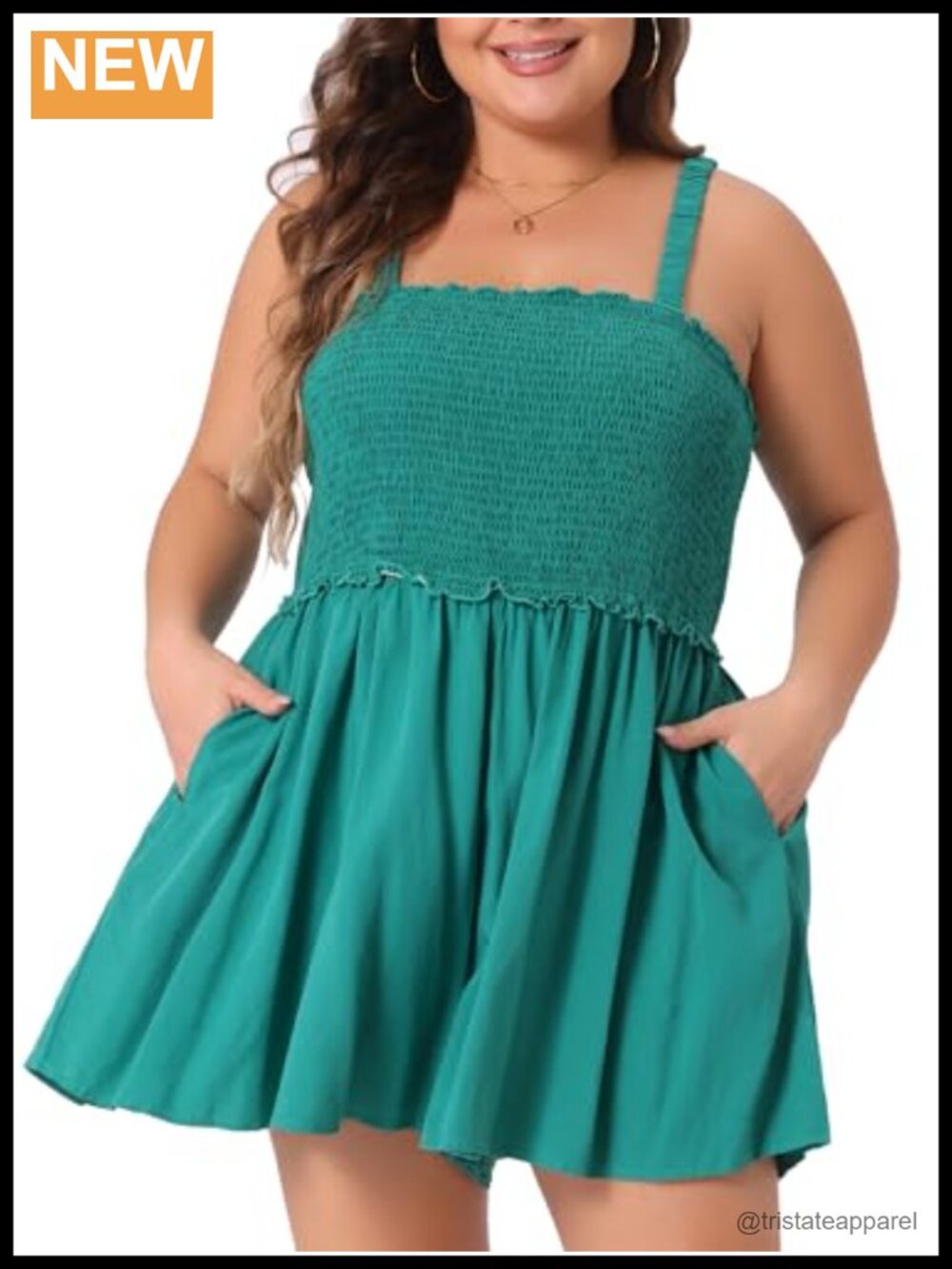 Plus Size Sleeveless Romper Short Jumpsuit with Pockets